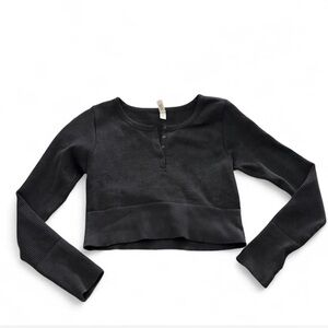 Aerie Black Long Sleeve Crop Top